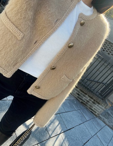 beige alpaca-wool knit jacket