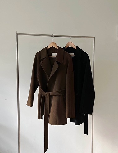 [PREMIUM] brownie belted half coat/핸드메이드(캐시미어울)